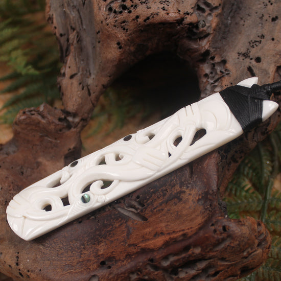 Toki or Adze with Koru carved from Beef Bone