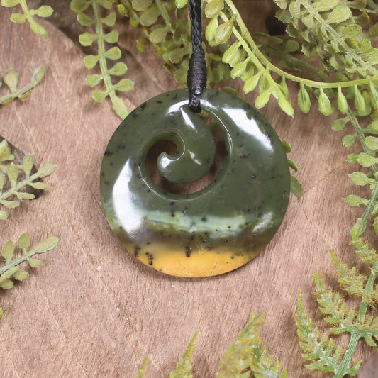 Koru carved from Raukaraka Pounamu - NZ Greenstone
