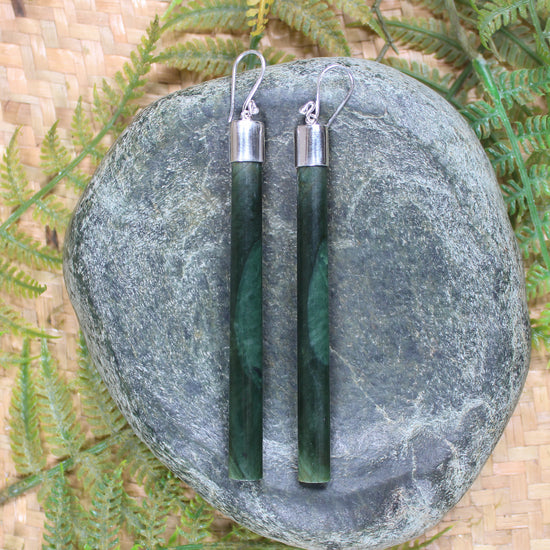 Roimata or Teardrop earrings carved from Kawakawa Pounamu - NZ Greenstone