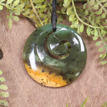 Koru carved from Flower Jade Pounamu - NZ Greenstone