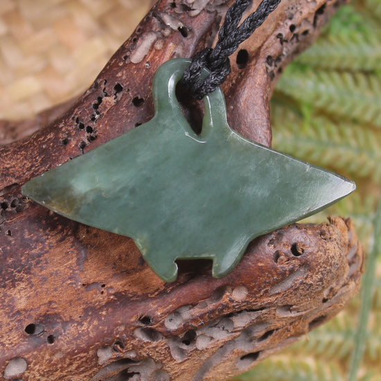 Stingray or Whai carved from Inanga Pounamu - NZ Greenstone