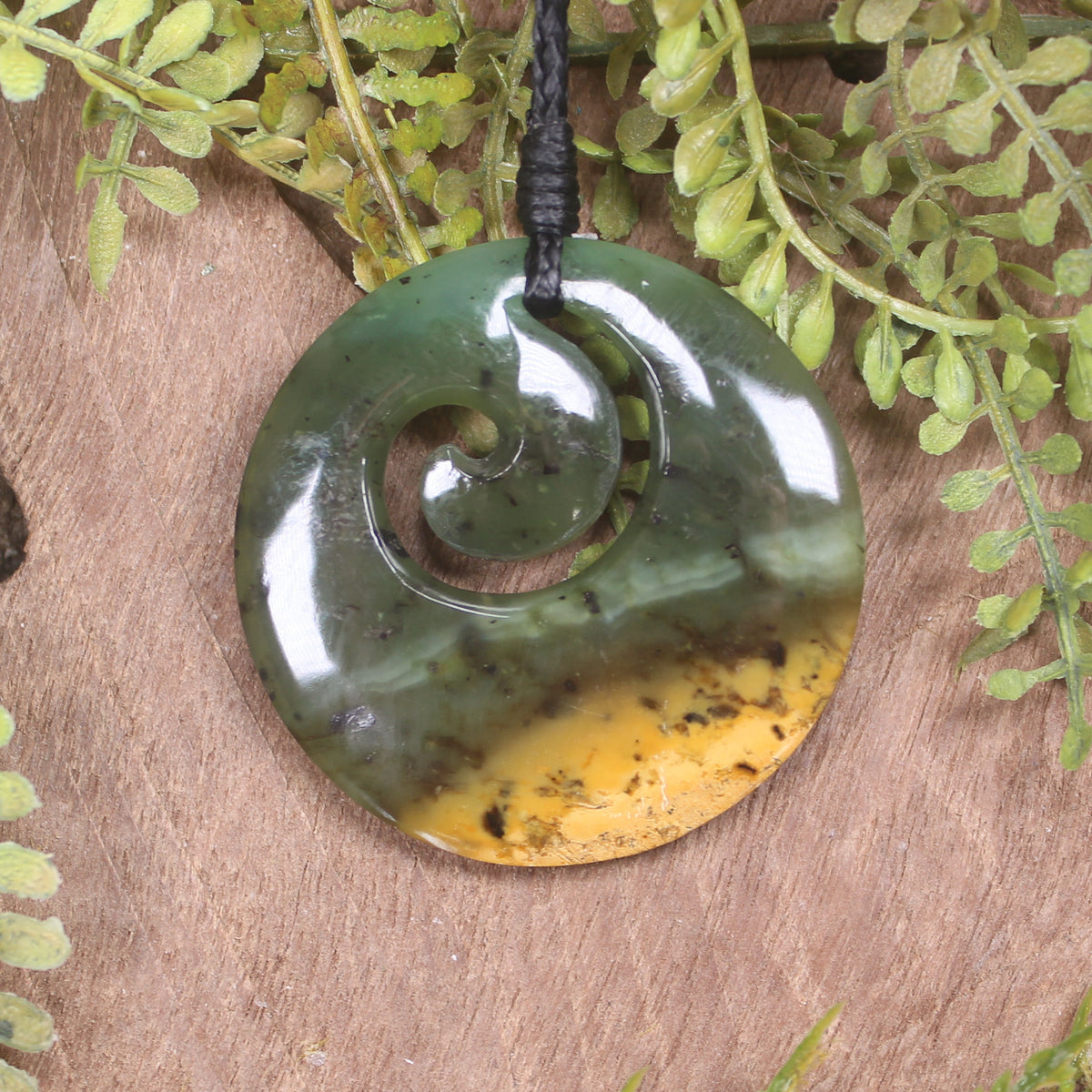 Koru carved from Flower Jade Pounamu - NZ Greenstone