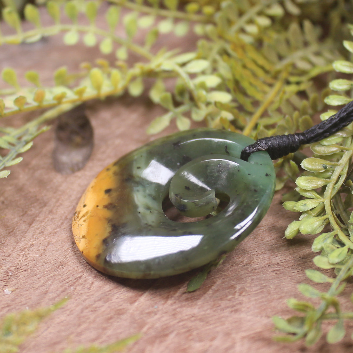 Koru carved from Flower Jade Pounamu - NZ Greenstone