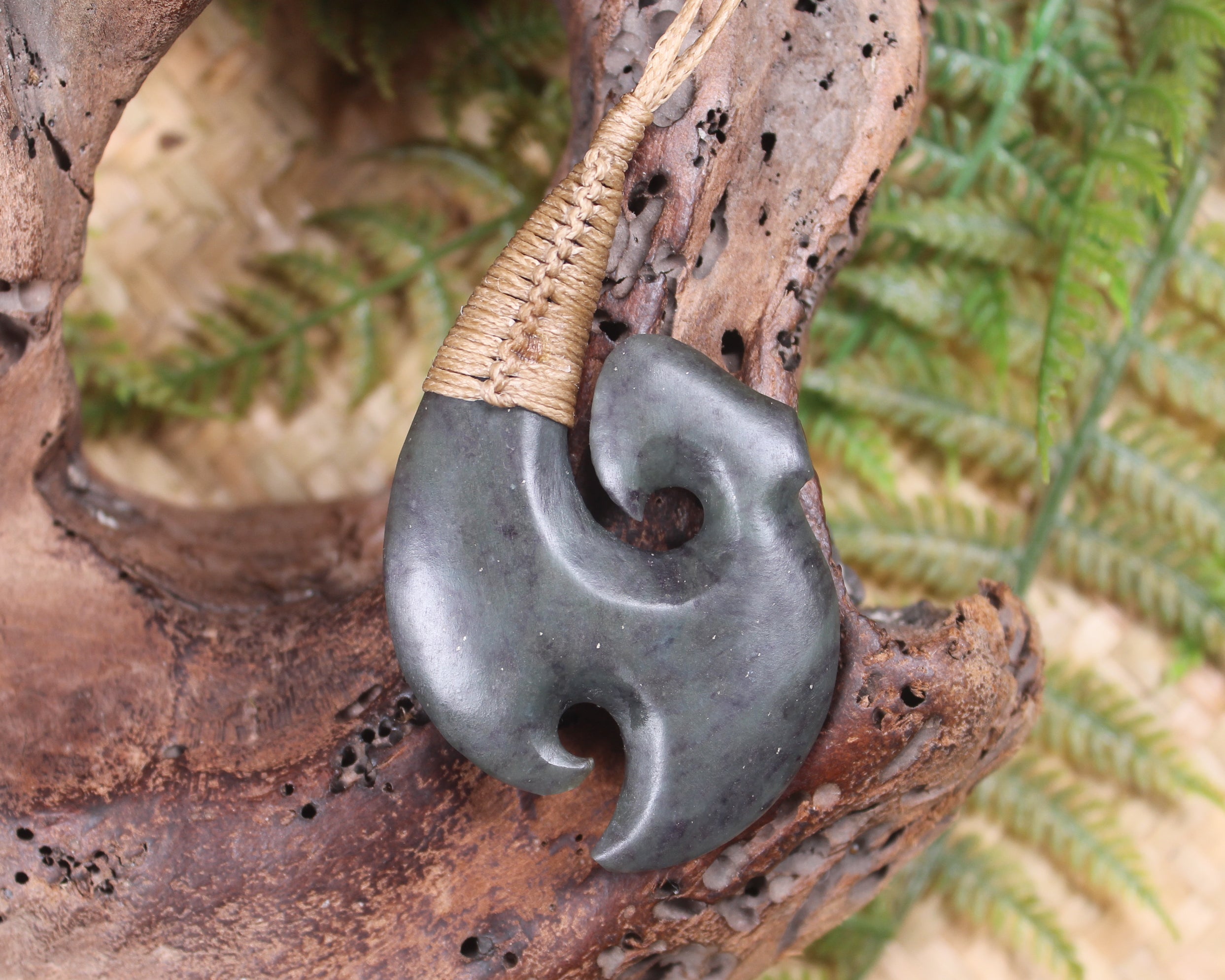 Hei Matau carved from Hapopo Pounamu - NZ Greenstone