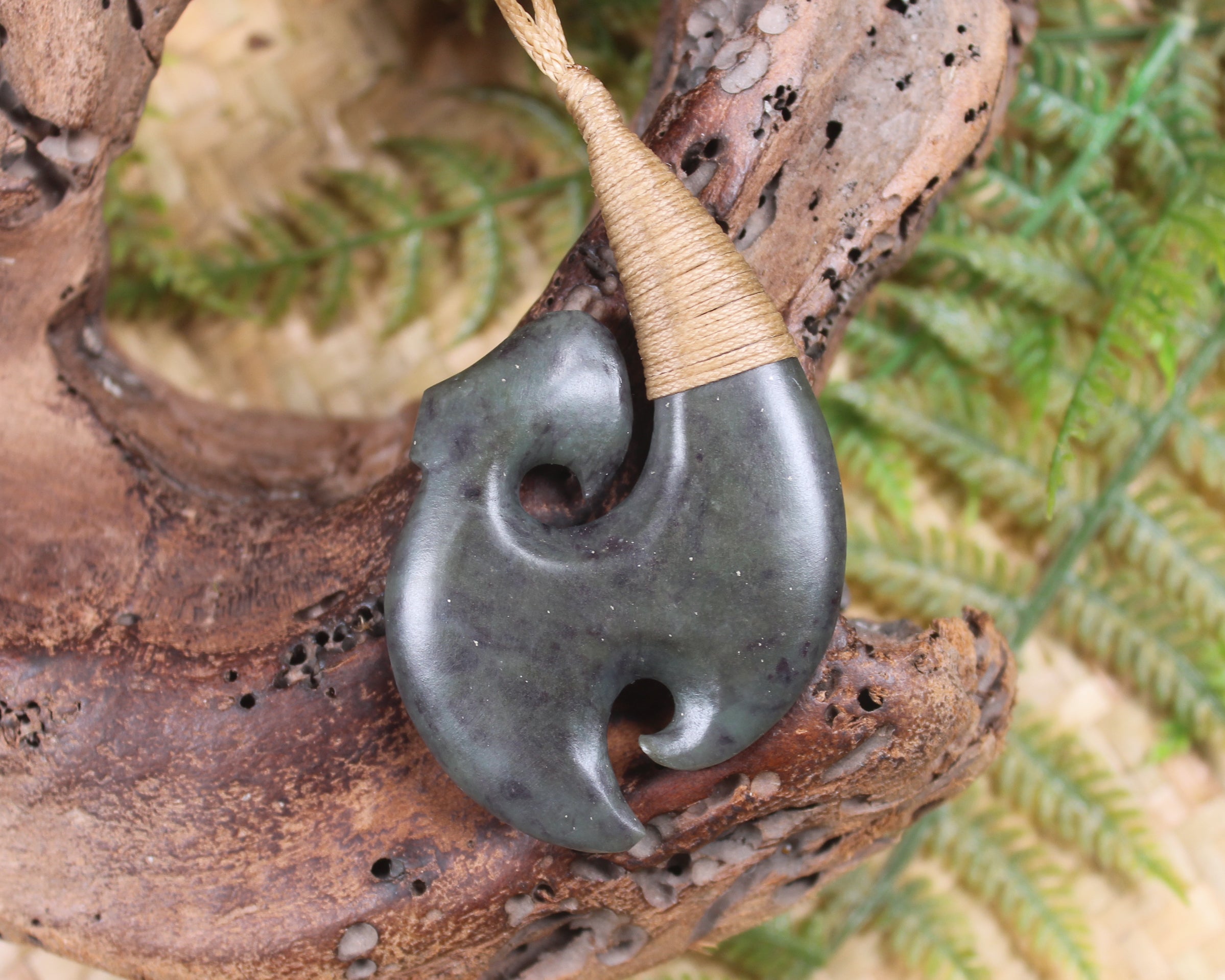 Hei Matau carved from Hapopo Pounamu - NZ Greenstone