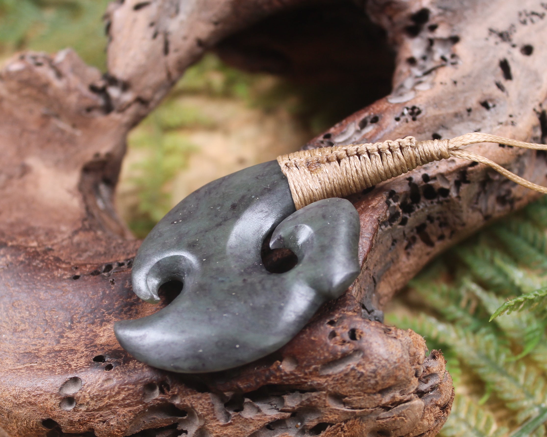 Hei Matau carved from Hapopo Pounamu - NZ Greenstone