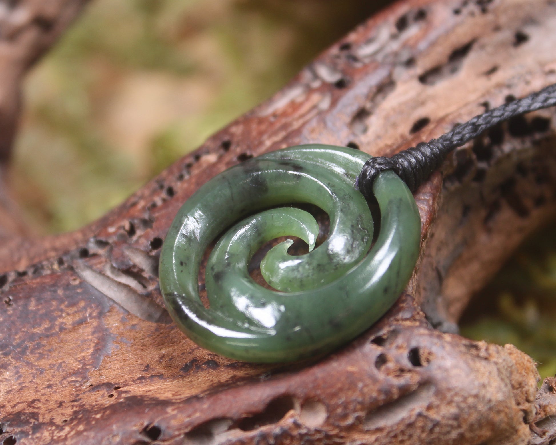 Koru carved from Hapopo Pounamu - NZ Greenstone