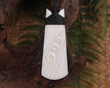 Toki or Adze with Koru carved from Beef Bone