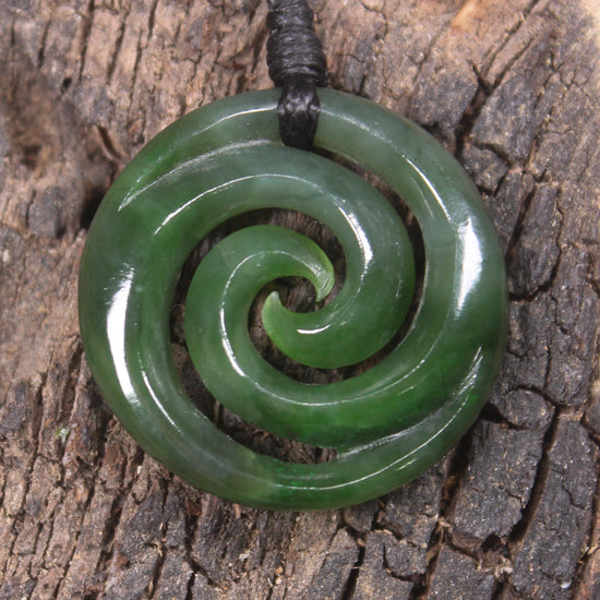 Koru pendant carved from Kawakawa Pounamu - NZ Greenstone