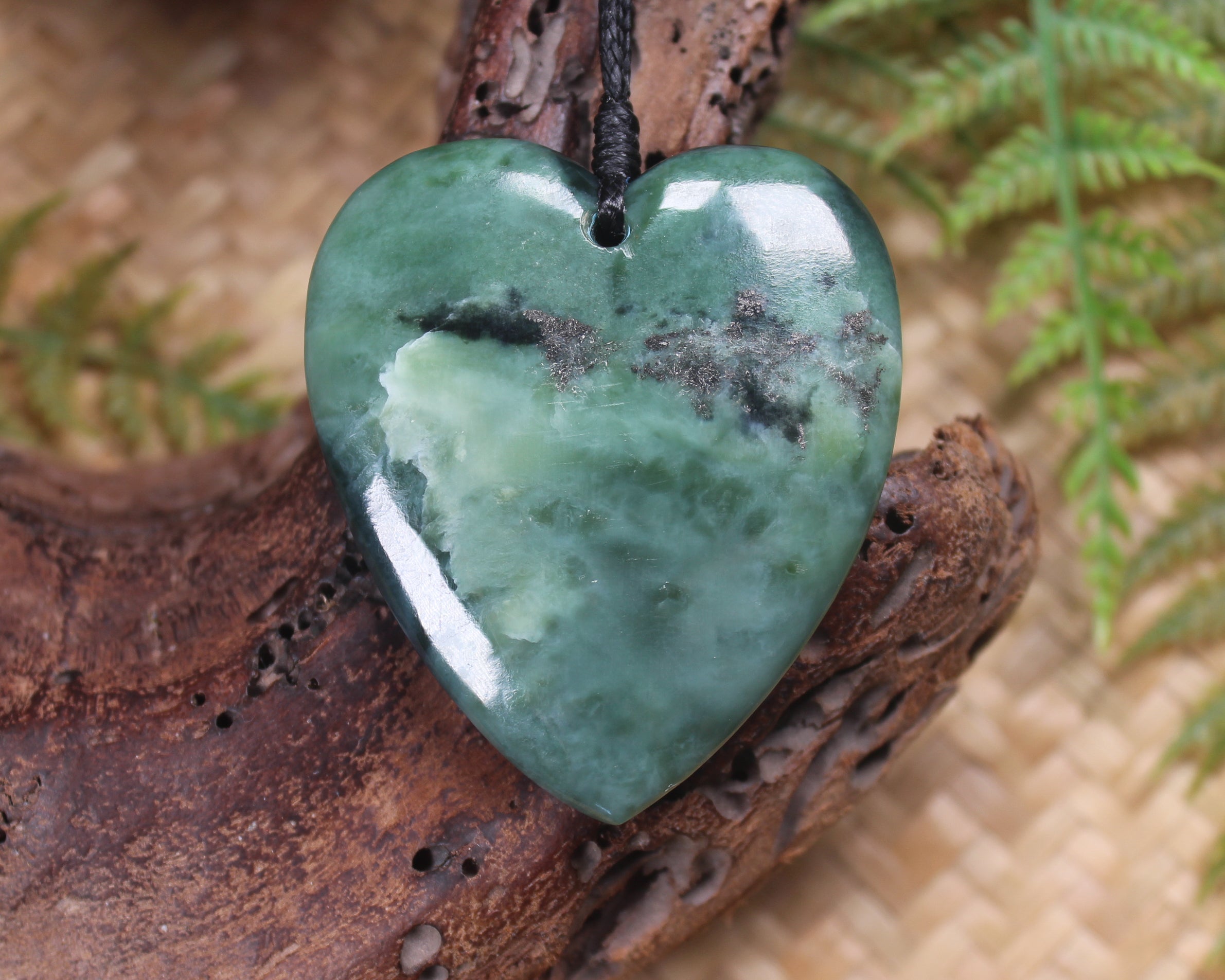 Heart carved from Inanga Pounamu - NZ Greenstone