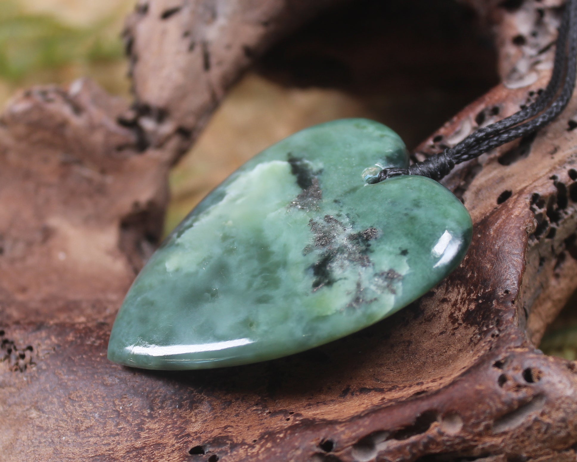 Heart carved from Inanga Pounamu - NZ Greenstone