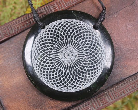 Porowhita or Pi Stone carved from Kawakawa Pounamu - NZ Greenstone