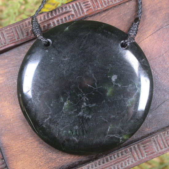 Porowhita or Pi Stone carved from Kawakawa Pounamu - NZ Greenstone
