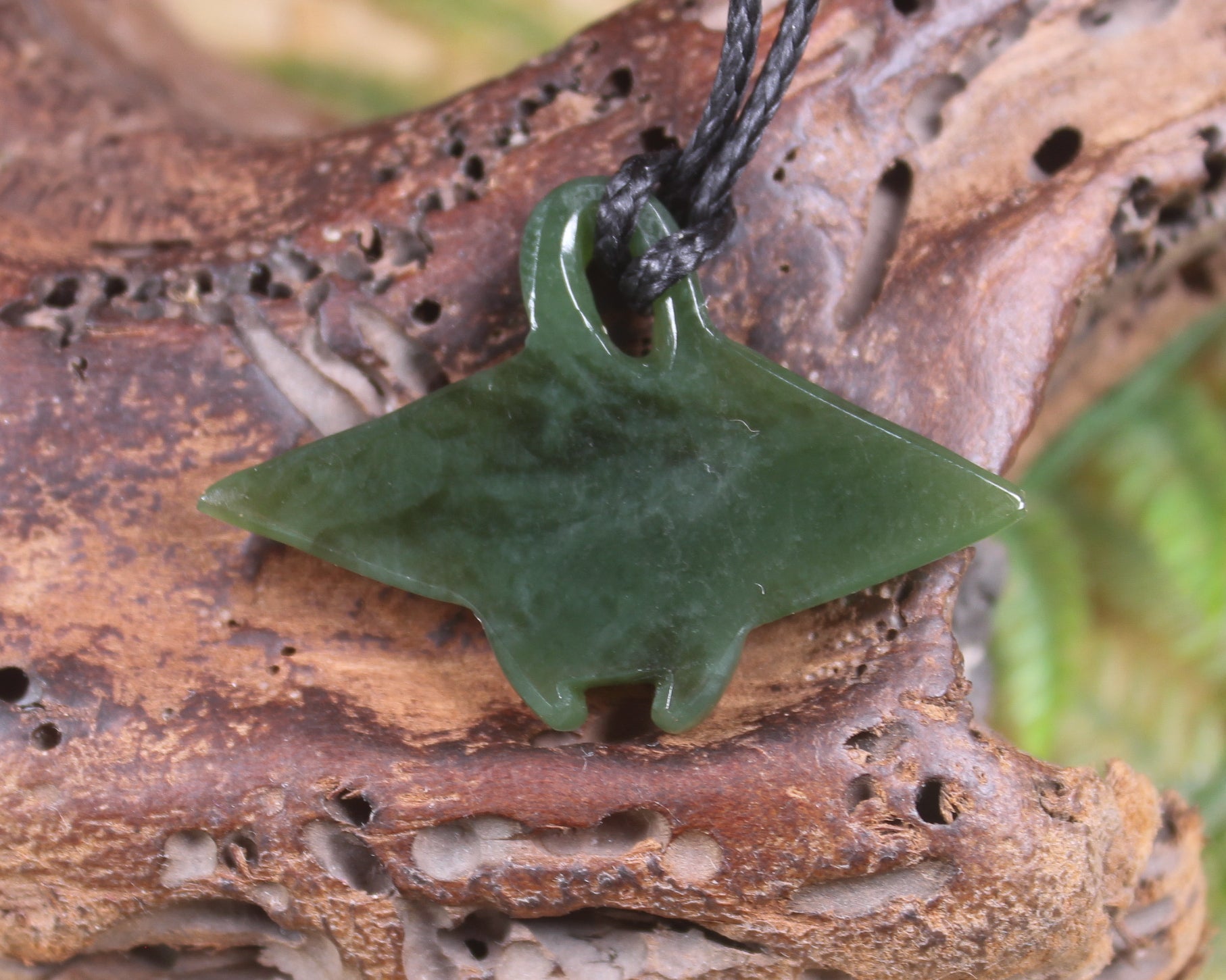 Stingray or Whai carved from Inanga Pounamu - NZ Greenstone