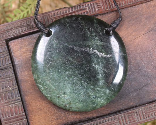 Porowhita or Pi Stone carved from Kawakawa Pounamu - NZ Greenstone