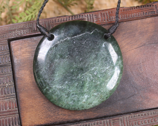 Porowhita or Pi Stone carved from Kawakawa Pounamu - NZ Greenstone