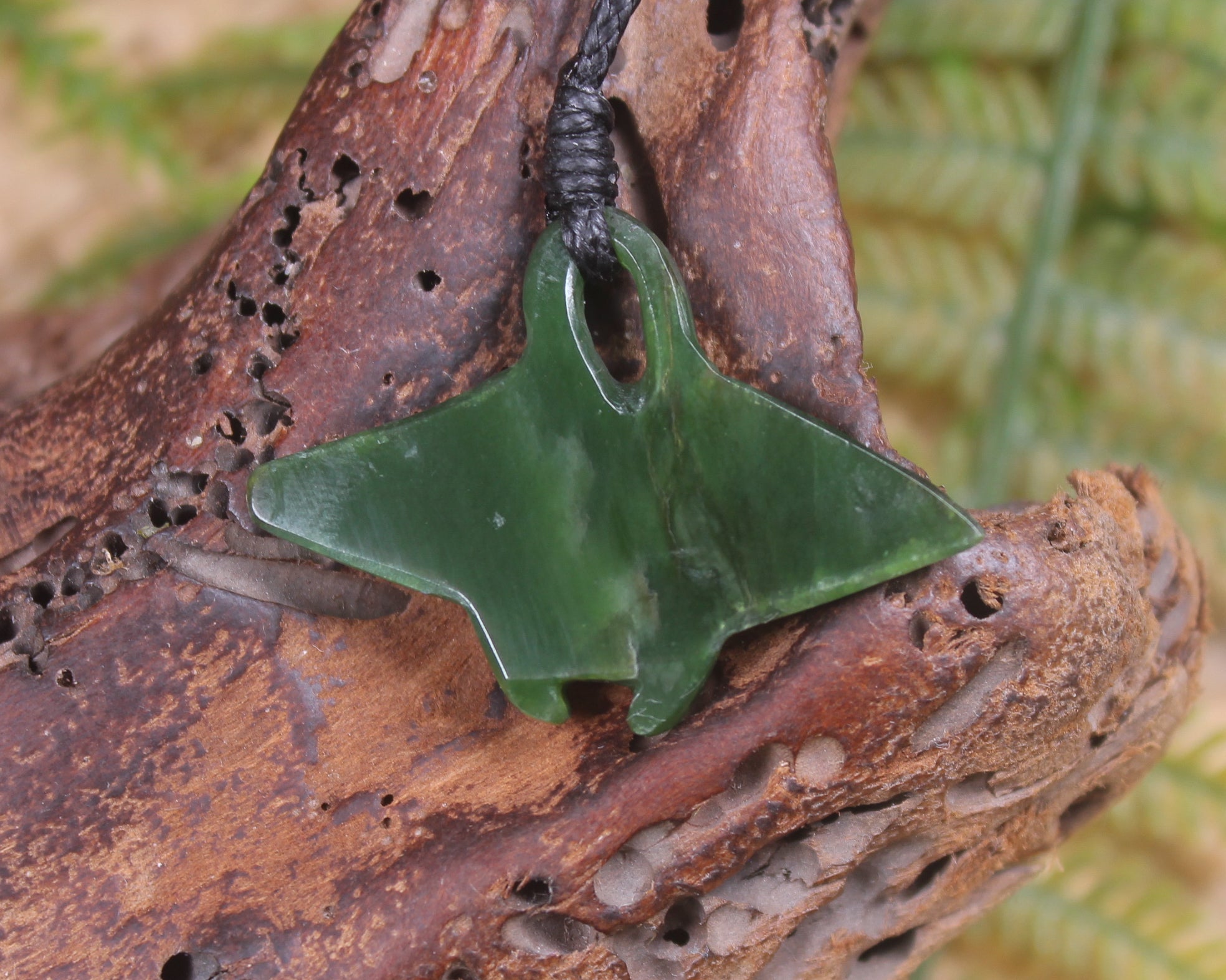 Stingray or Whai carved from Kawakawa Pounamu - NZ Greenstone