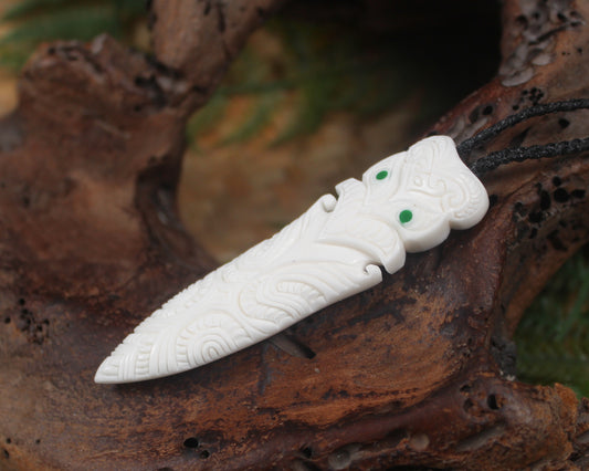 Tekoteko head carved from NZ Beef Bone