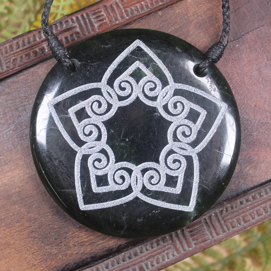 Porowhita or Pi Stone carved from Kawakawa Pounamu - NZ Greenstone