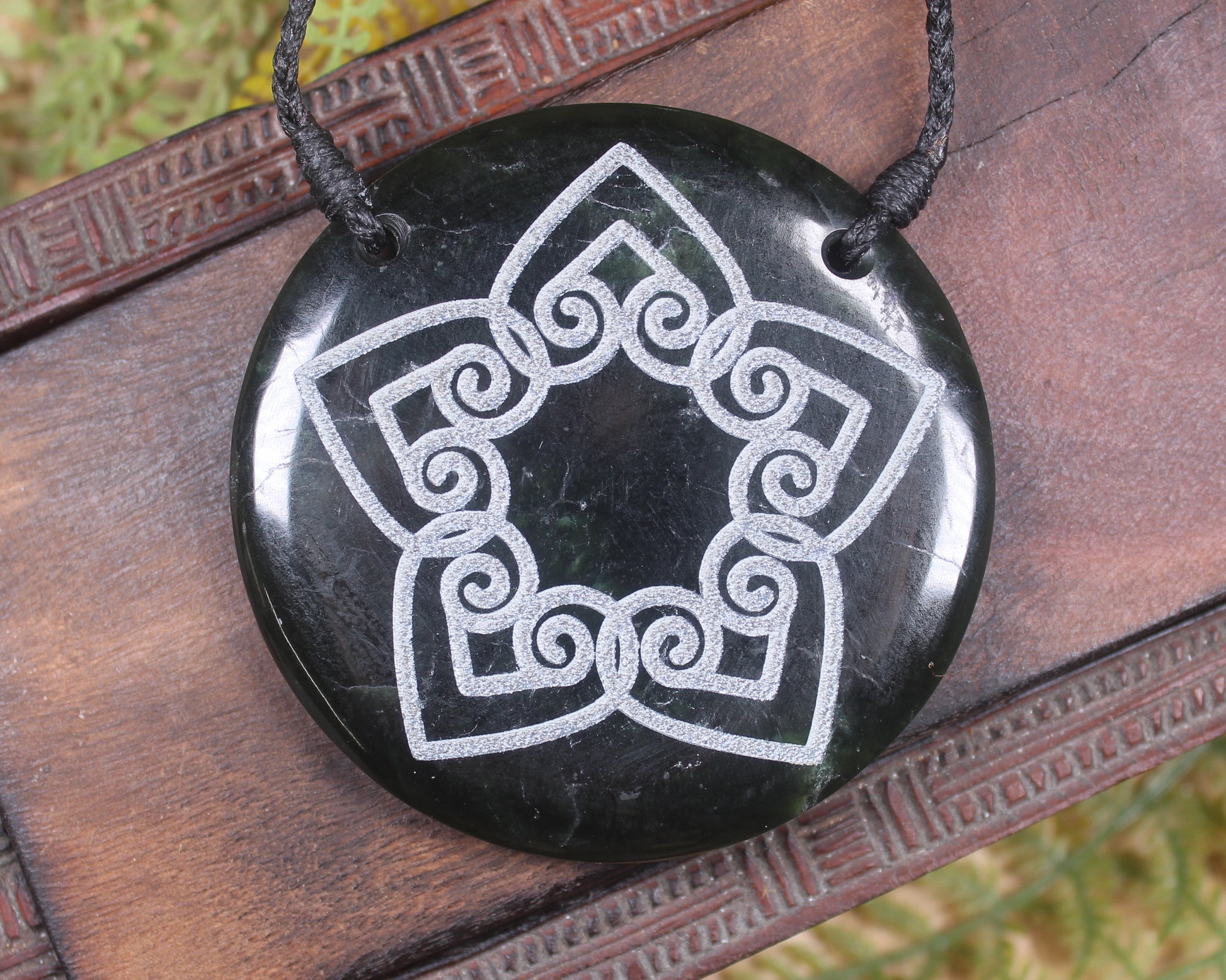 Porowhita or Pi Stone carved from Kawakawa Pounamu - NZ Greenstone