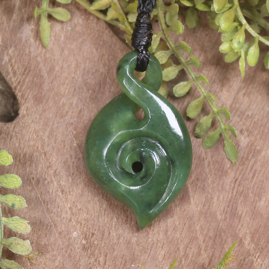 Koru Twist carved from Hapopo Pounamu - NZ Greenstone