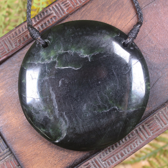 Porowhita or Pi Stone carved from Kawakawa Pounamu - NZ Greenstone