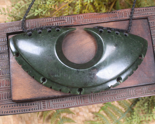 NZ Greenstone XLarge Kōuma Breastplate Pendant (BN837) Rimu Pounamu