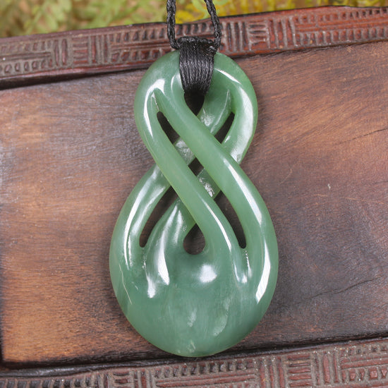 Twist or Pikorua carved from Inanga Pounamu - NZ Greenstone