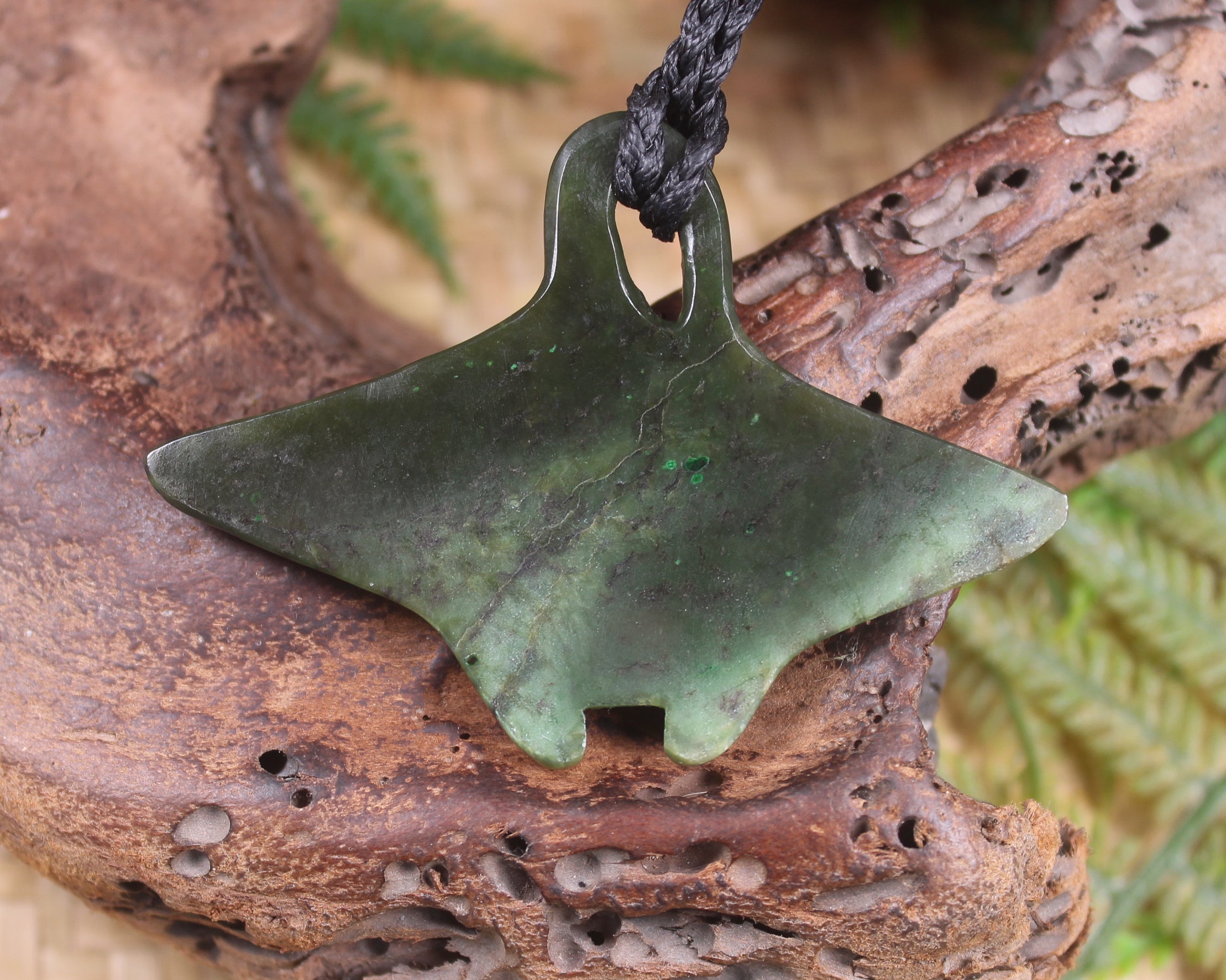 Stingray or Whai carved from Rimu Pounamu - NZ Greenstone