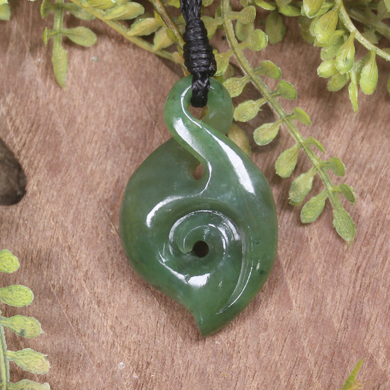 Koru Twist carved from Hapopo Pounamu - NZ Greenstone