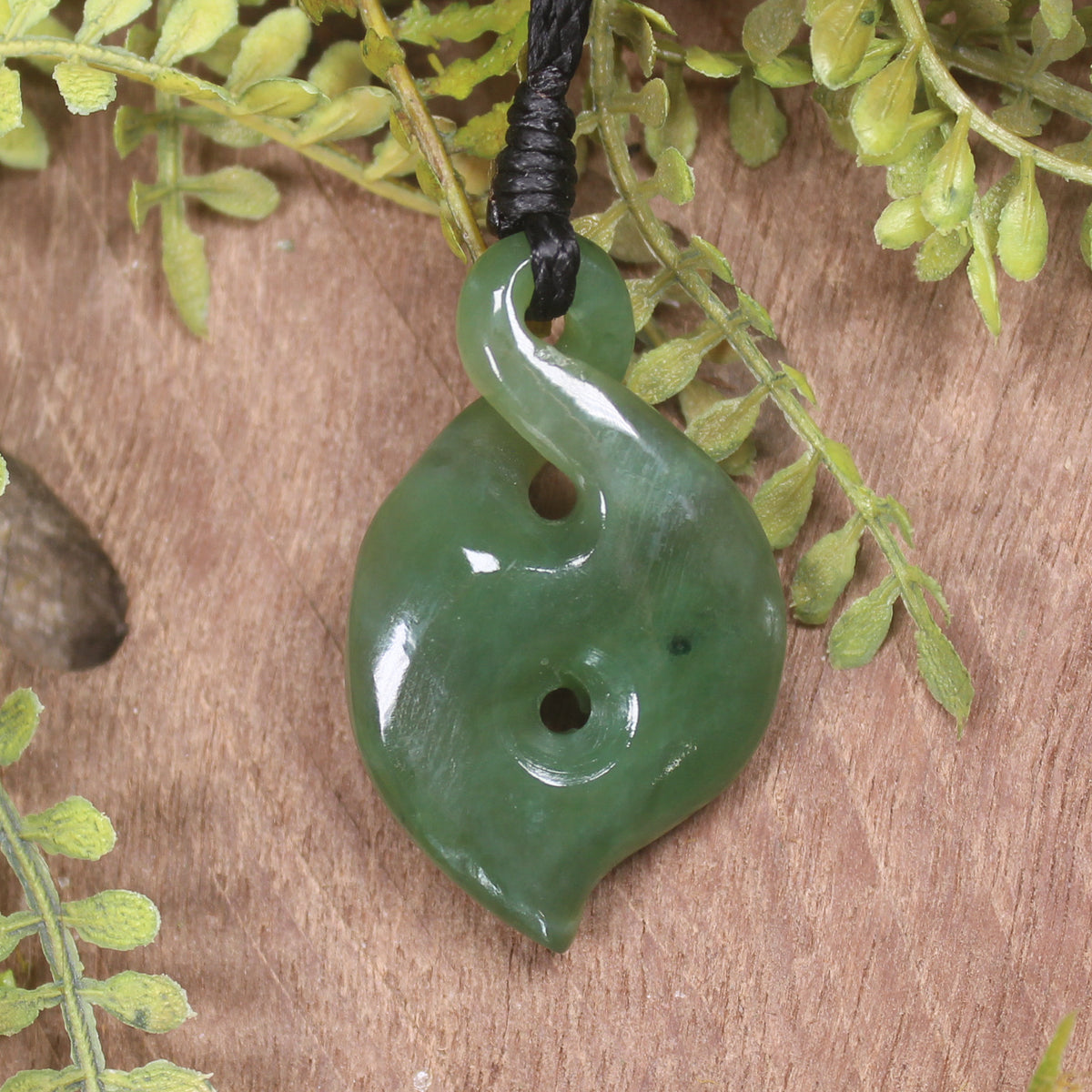 Koru Twist carved from Hapopo Pounamu - NZ Greenstone