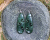 Roimata with Koru earrings carved from Kawakawa Pounamu - NZ Greenstone