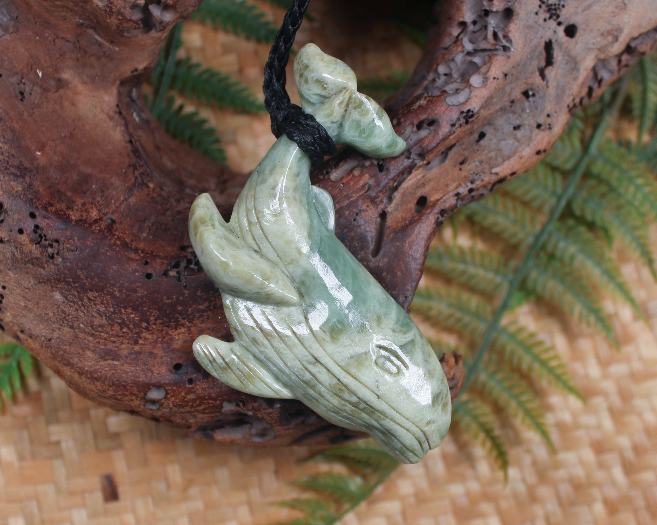 Whale carved from Inanga Pounamu - NZ Greenstone