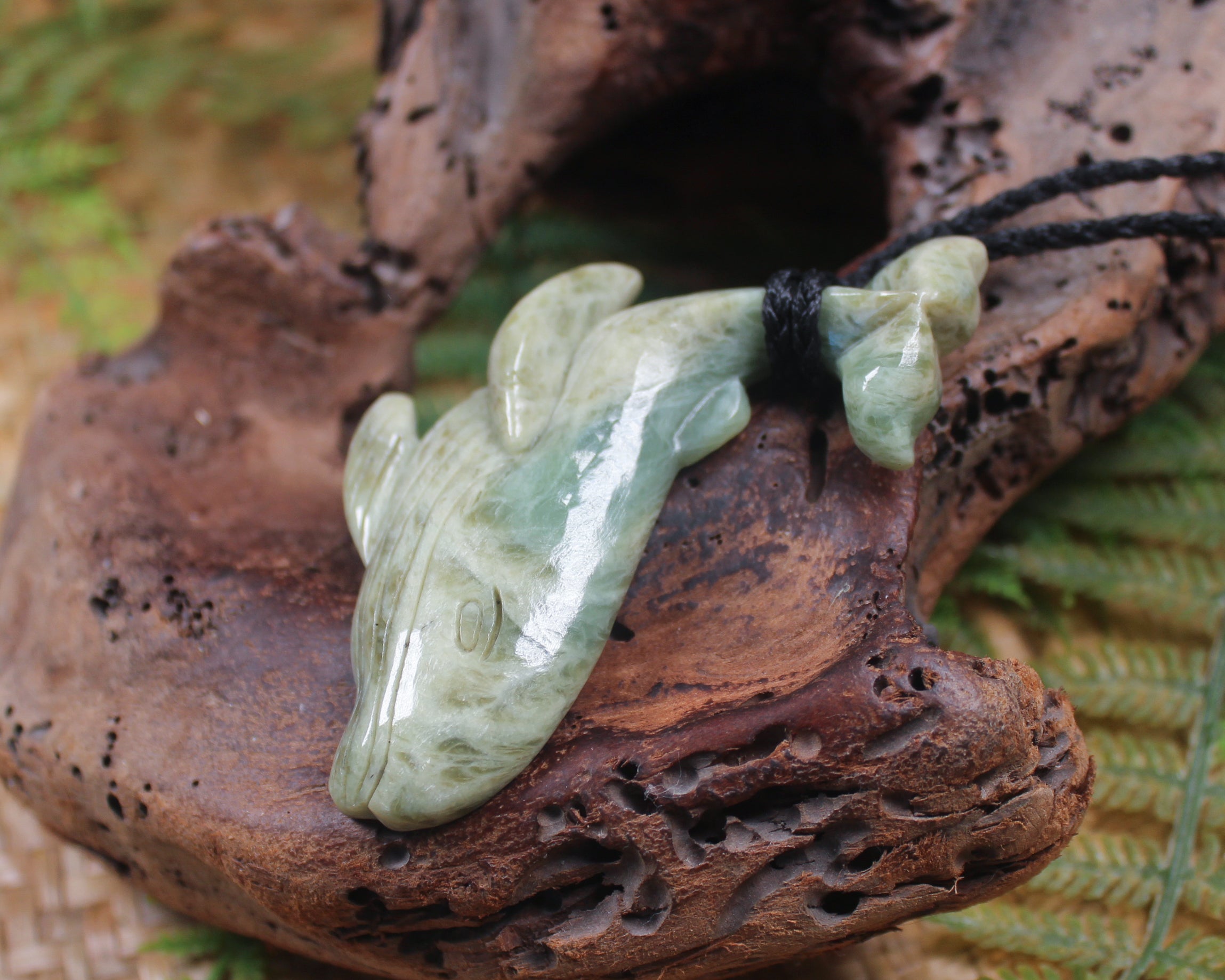 Whale carved from Inanga Pounamu - NZ Greenstone