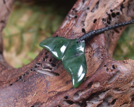Whale Tail carved from Kawakawa Pounamu - NZ Greenstone