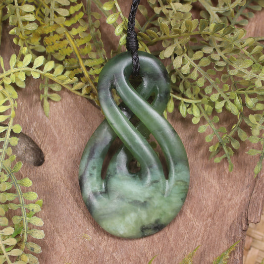 Twist or Pikorua carved from Rimu Pounamu - NZ Greenstone