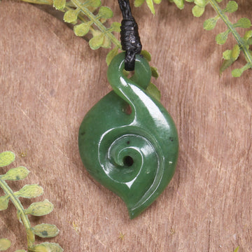 Koru Twist carved from Hapopo Pounamu - NZ Greenstone