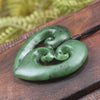 Koru Heart pendant carved from Hapopo Pounamu - NZ Greenstone