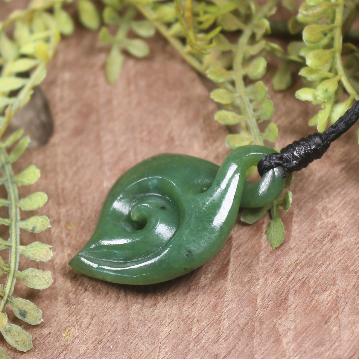 Koru Twist carved from Hapopo Pounamu - NZ Greenstone