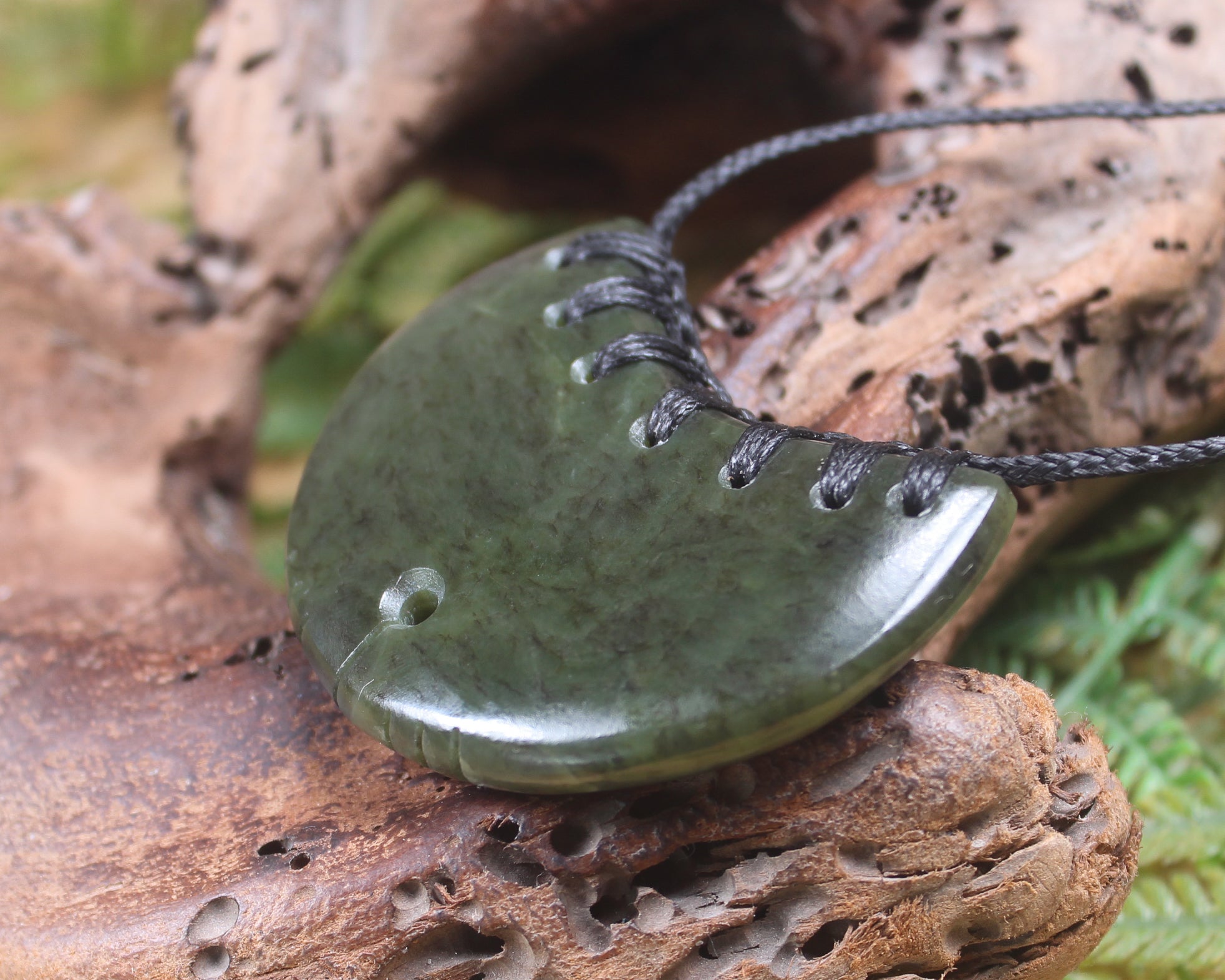 Breastplate or Shield carved from Rimu  Pounamu - NZ Greenstone