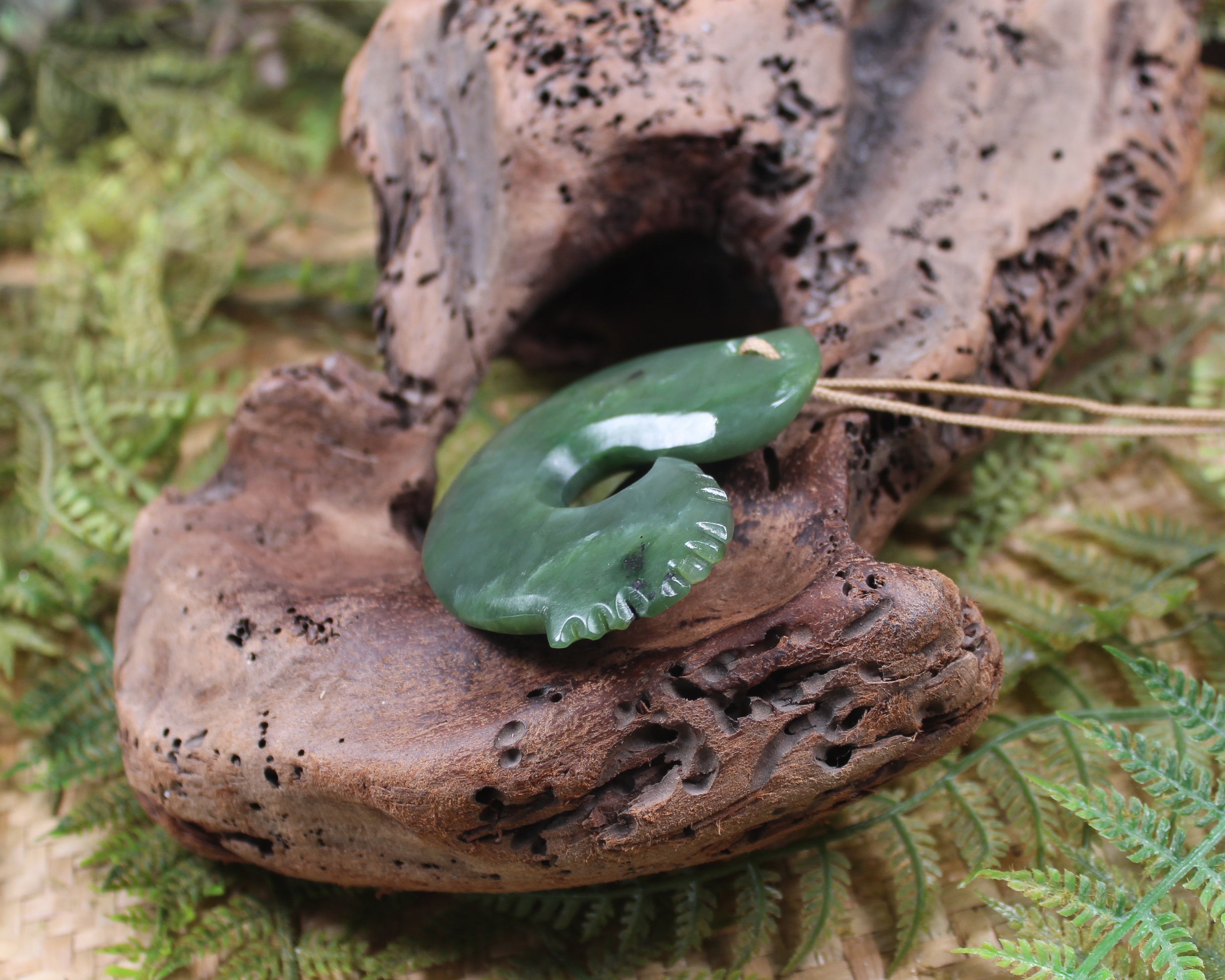 Hei Matau or Fish Hook carved from Hapopo Pounamu - NZ Greenstone