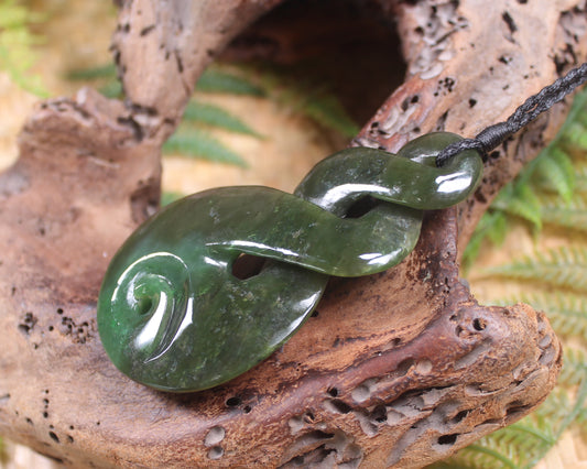 Koru Twist carved from Rimu Pounamu - NZ Greenstone
