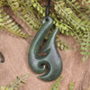 Hei Matau or Fish Hook carved from Hapopo Pounamu - NZ Greenstone