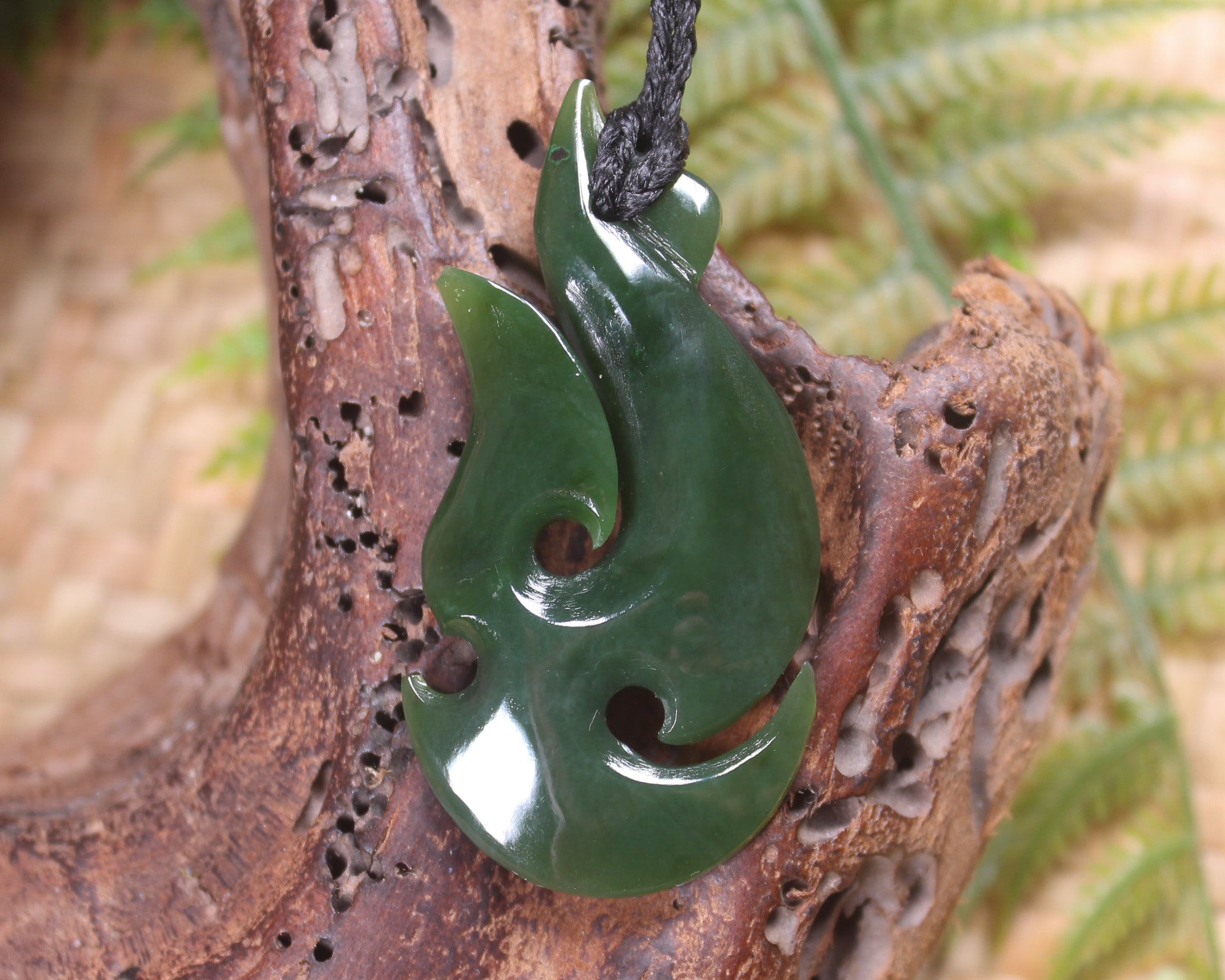 Hei Matau carved from Inanga Pounamu - NZ Greenstone