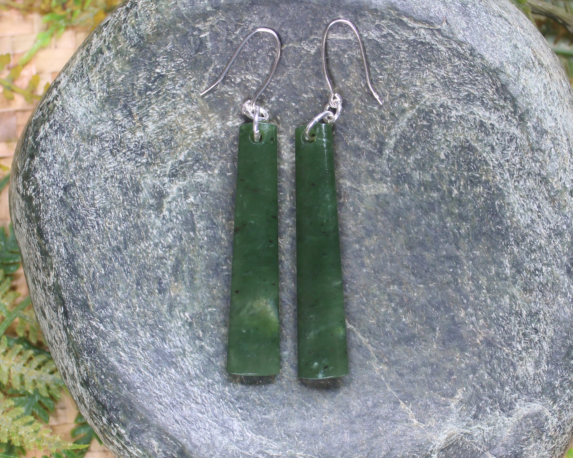 Roimata or Teardrop earrings carved from Rimu Pounamu - NZ Greenstone