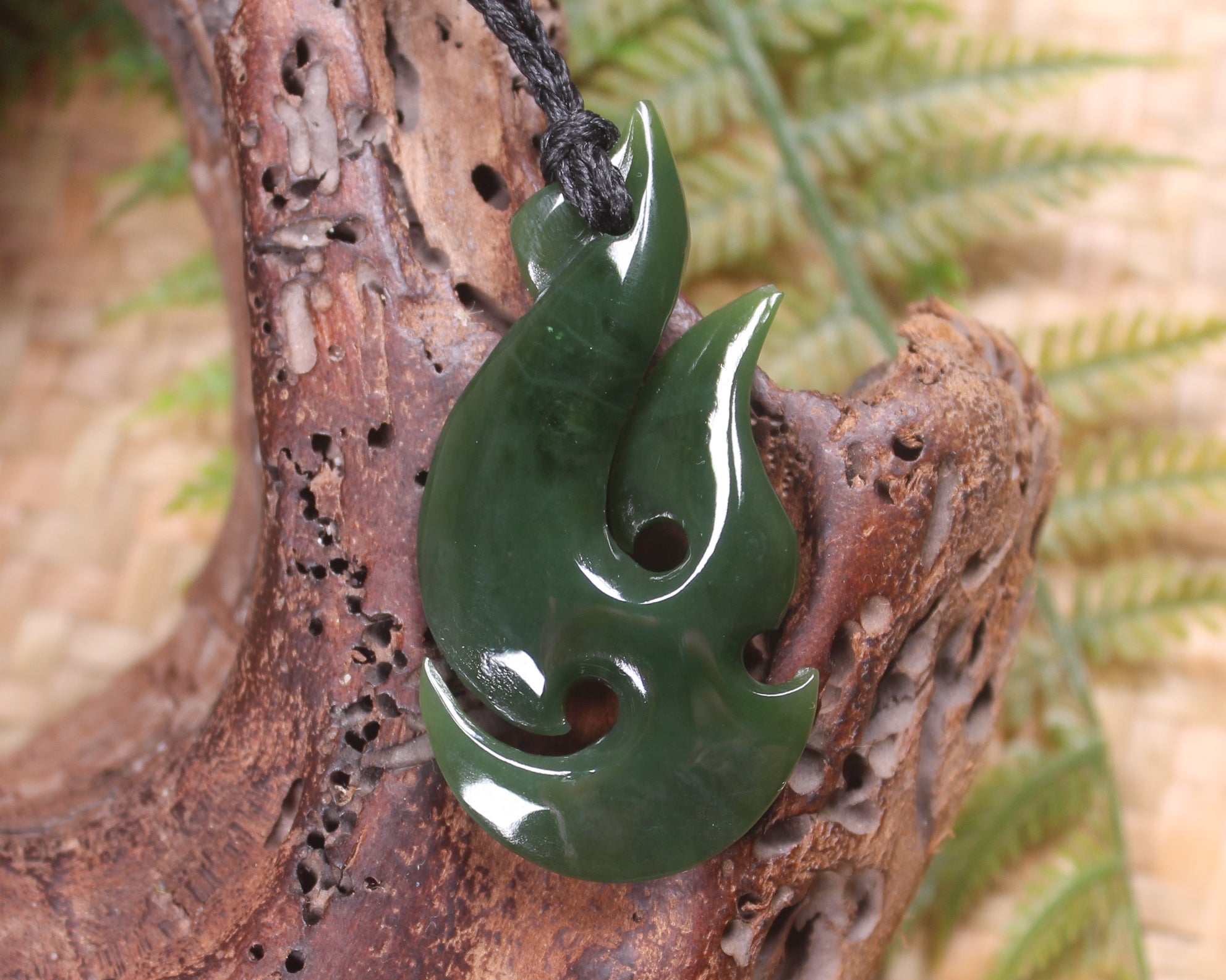 Hei Matau carved from Inanga Pounamu - NZ Greenstone