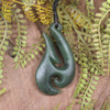 Hei Matau or Fish Hook carved from Hapopo Pounamu - NZ Greenstone