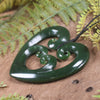 Heart with Koru carved from Kawakawa Pounamu - NZ Greenstone