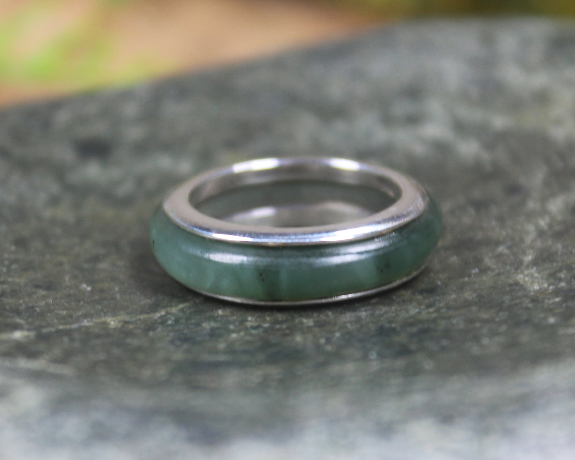 Sterling Silver Hapopo Pounamu Ring - NZ Greenstone