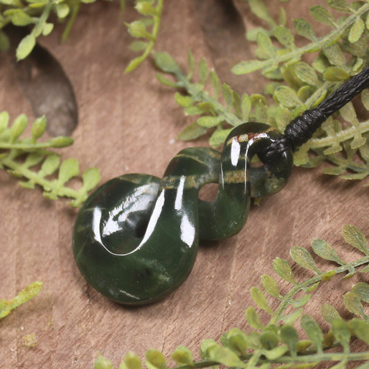 Twist carved from Rimu Pounamu - NZ Greenstone